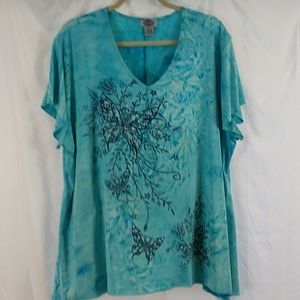 SIENNA GRACE Turquoise butterfly sequence blouse